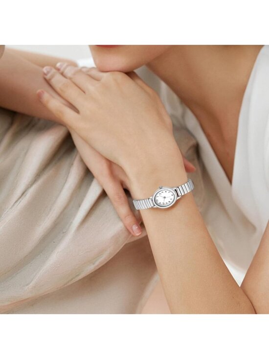 Women\'s Silver Analog Quartz Alloy Steel Expansion Band Waterproof Wrist Watch main image 6